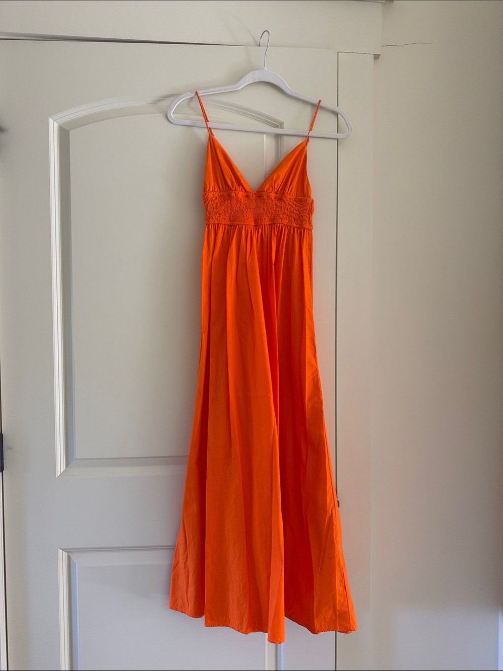 Zara Bright Orange Maxi Dress with Spaghetti Straps
